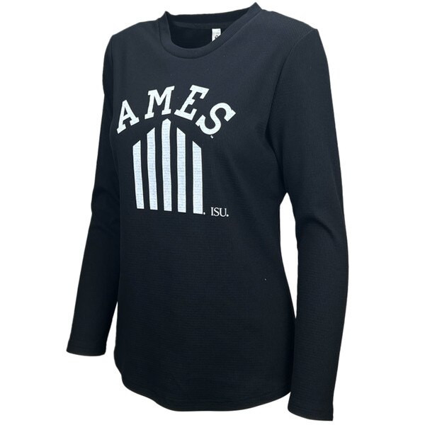 Artisans Women's Ames ISU Black Waffle Long Sleeve T-Shirt
